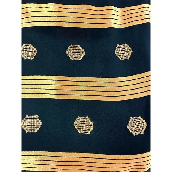 1980s VTG Raul Blanco Metallic Gold/Black  Stunning Polyester Evening Dress Sz S - Picture 3 of 8